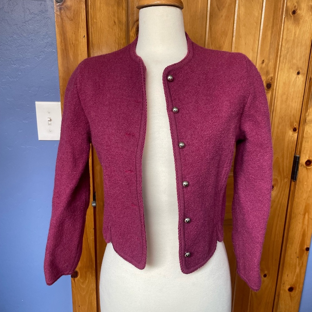 Women's Wool Button-Up Jacket - Purple